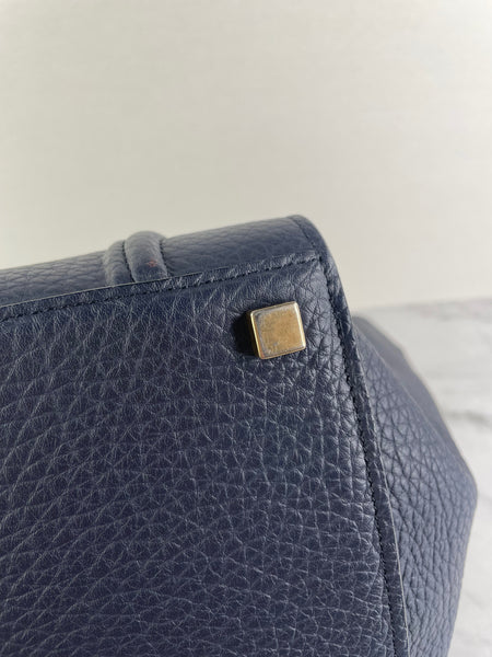 CELINE Navy Blue Leather Medium Phantom Luggage Tote Bag