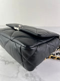 Chanel Black Lambskin Quilted Medium Chanel 19 Flap Shoulder/Crossbody Bag
