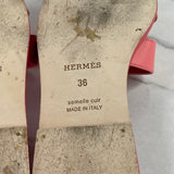 HERMES Rose Boise Pink Box Calfskin Oran Sandals Size 36