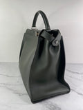 Fendi Verde Prato (Dark Green) Vitello Seta Shiny Nappa Large Peekaboo Iconic Satchel