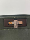 Fendi Verde Prato (Dark Green) Vitello Seta Shiny Nappa Large Peekaboo Iconic Satchel