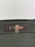 Fendi Verde Prato (Dark Green) Vitello Seta Shiny Nappa Large Peekaboo Iconic Satchel