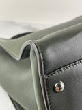 Fendi Verde Prato (Dark Green) Vitello Seta Shiny Nappa Large Peekaboo Iconic Satchel