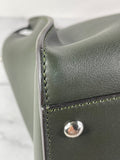 Fendi Verde Prato (Dark Green) Vitello Seta Shiny Nappa Large Peekaboo Iconic Satchel