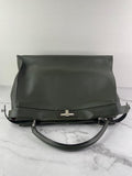 Fendi Verde Prato (Dark Green) Vitello Seta Shiny Nappa Large Peekaboo Iconic Satchel