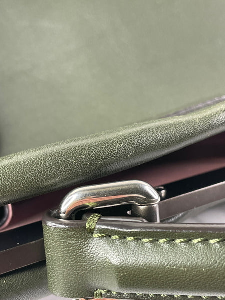 Fendi Verde Prato (Dark Green) Vitello Seta Shiny Nappa Large Peekaboo Iconic Satchel