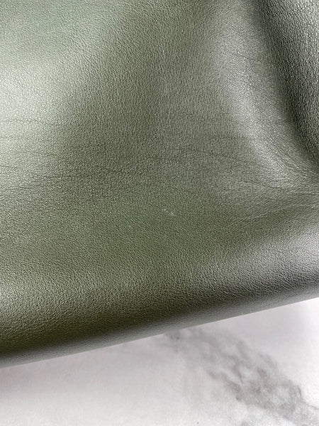 Fendi Verde Prato (Dark Green) Vitello Seta Shiny Nappa Large Peekaboo Iconic Satchel