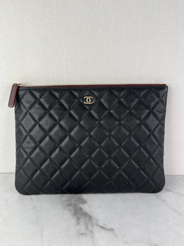 Chanel Classic Black Caviar Quilted Medium Zipped Pouch/Clutch
