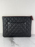Chanel Classic Black Caviar Quilted Medium Zipped Pouch/Clutch