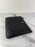 Chanel Classic Black Caviar Quilted Medium Zipped Pouch/Clutch