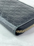 GUCCI Black Micro Guccissima Zip Around Compact Key Holder