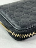 GUCCI Black Micro Guccissima Zip Around Compact Key Holder