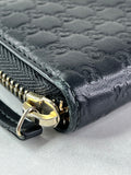 GUCCI Black Micro Guccissima Zip Around Compact Key Holder