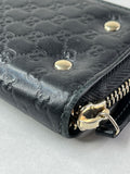GUCCI Black Micro Guccissima Zip Around Compact Key Holder