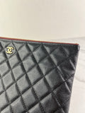 Chanel Classic Black Caviar Quilted Medium Zipped Pouch/Clutch