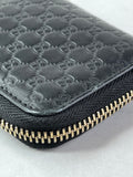 GUCCI Black Micro Guccissima Zip Around Compact Key Holder