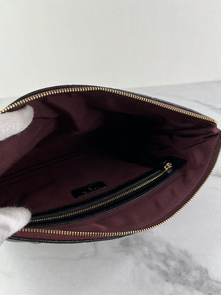 Chanel Classic Black Caviar Quilted Medium Zipped Pouch/Clutch