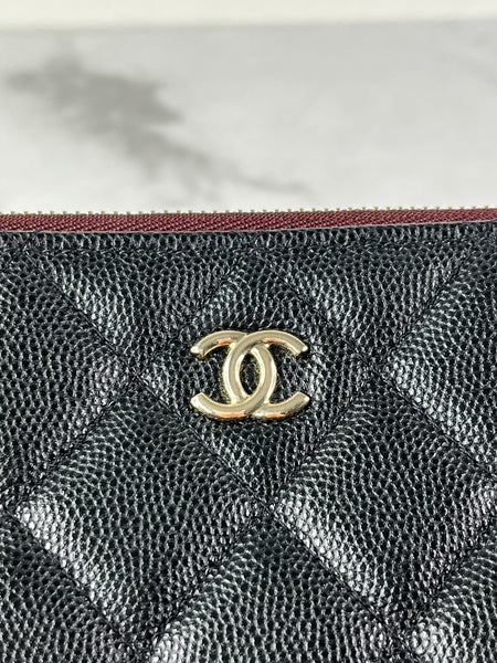 Chanel Classic Black Caviar Quilted Medium Zipped Pouch/Clutch
