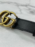 GUCCI Black Leather GG Marmont thin belt Size 80/32.