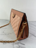 GUCCI Cloche Rose Pink Monogram Textured Dollar Calfskin Small Ophidia Chain Shoulder/Crossbody Bag