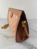 GUCCI Cloche Rose Pink Monogram Textured Dollar Calfskin Small Ophidia Chain Shoulder/Crossbody Bag