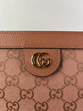 GUCCI Cloche Rose Pink Monogram Textured Dollar Calfskin Small Ophidia Chain Shoulder/Crossbody Bag