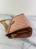 GUCCI Cloche Rose Pink Monogram Textured Dollar Calfskin Small Ophidia Chain Shoulder/Crossbody Bag