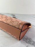 GUCCI Cloche Rose Pink Monogram Textured Dollar Calfskin Small Ophidia Chain Shoulder/Crossbody Bag