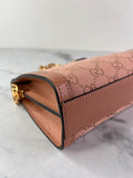 GUCCI Cloche Rose Pink Monogram Textured Dollar Calfskin Small Ophidia Chain Shoulder/Crossbody Bag