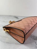 GUCCI Cloche Rose Pink Monogram Textured Dollar Calfskin Small Ophidia Chain Shoulder/Crossbody Bag
