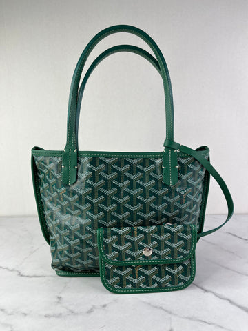 GOYARD Green Goyardine Reversible Mini Anjou Shoulder Bag