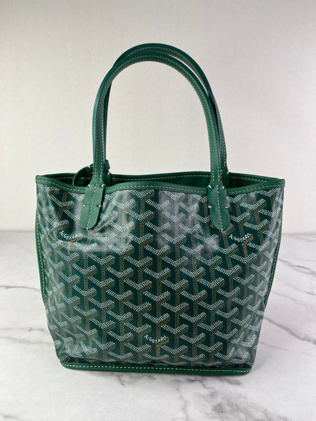 GOYARD Green Goyardine Reversible Mini Anjou Shoulder Bag