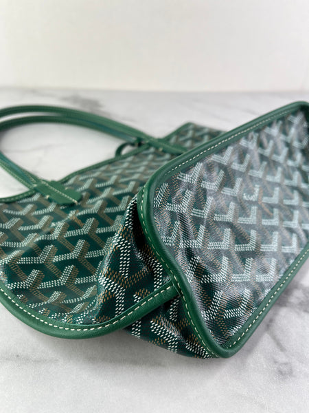 GOYARD Green Goyardine Reversible Mini Anjou Shoulder Bag