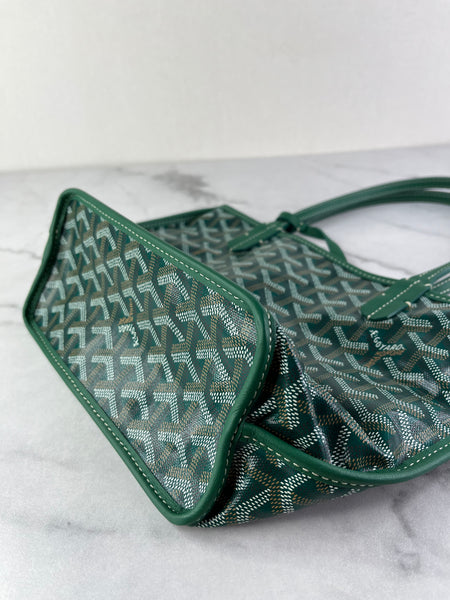 GOYARD Green Goyardine Reversible Mini Anjou Shoulder Bag