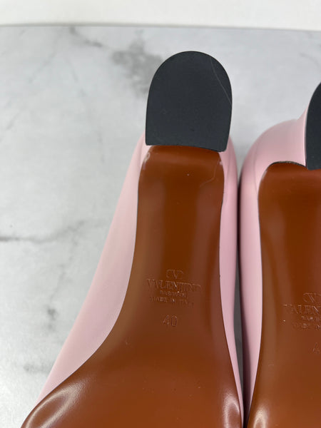 VALENTINO Water Rose Pink VLogo Leather Pumps Size 40
