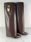 GIVENCHY Ebony Brown Shark Lock Tall Boots Size 36
