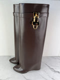 GIVENCHY Ebony Brown Shark Lock Tall Boots Size 36