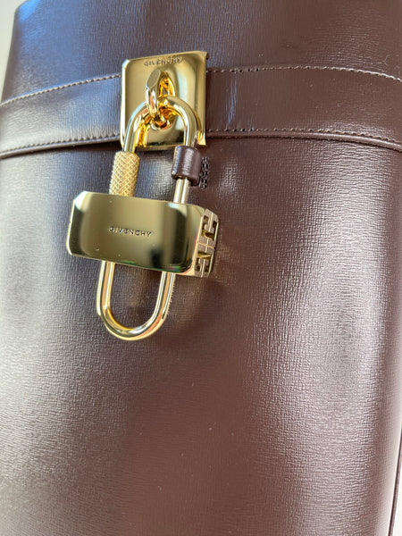 GIVENCHY Ebony Brown Shark Lock Tall Boots Size 36