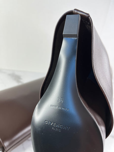 GIVENCHY Ebony Brown Shark Lock Tall Boots Size 36