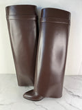 GIVENCHY Ebony Brown Shark Lock Tall Boots Size 36