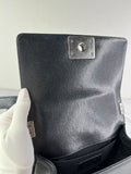 CHANEL Black Caviar Chevron Quilted Small Boy Flap Crossbody/Shoulder Bag