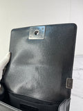 CHANEL Black Caviar Chevron Quilted Small Boy Flap Crossbody/Shoulder Bag