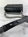 CHANEL Black Caviar Chevron Quilted Small Boy Flap Crossbody/Shoulder Bag