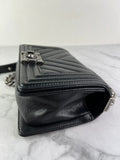 CHANEL Black Caviar Chevron Quilted Small Boy Flap Crossbody/Shoulder Bag