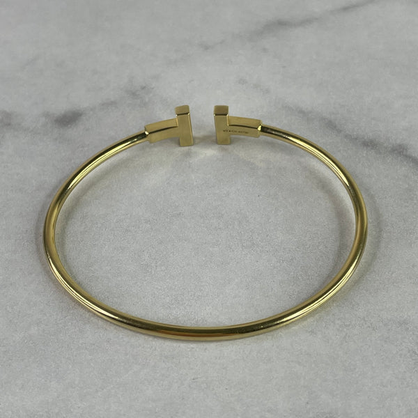 Tiffany T Wire Bracelet in 18k Yellow Gold Size Medium