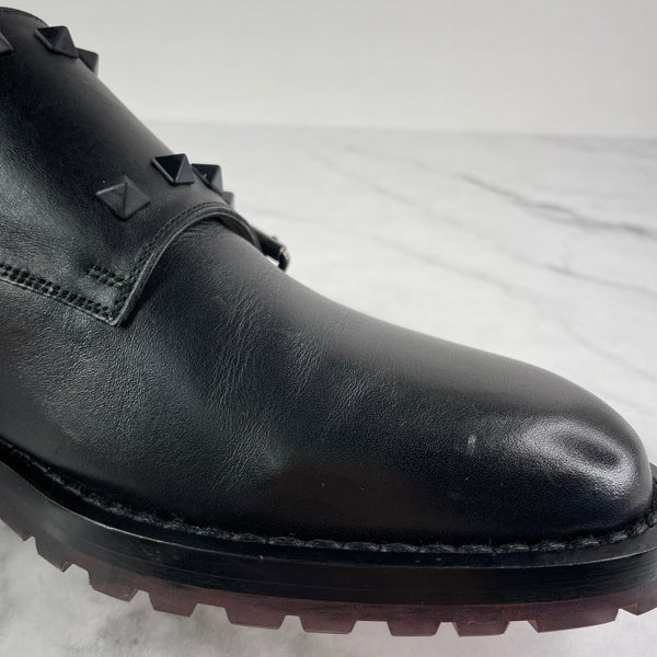 VALENTINO Men’s Black Leather Rockstud Double Monk Strap Dress Shoes Size 41 (fits US 8)