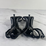 ALEXANDER WANG Black Julie Logo Crystal Letters Lycra Sandals Size 35.5