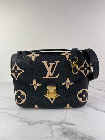 LOUIS VUITTON Black/Beige Bicolor Monogram Empreinte Leather Pochette Métis Crossbody/Shoulder Bag