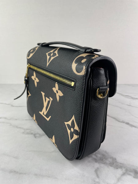 LOUIS VUITTON Black/Beige Bicolor Monogram Empreinte Leather Pochette Métis Crossbody/Shoulder Bag