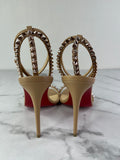 CHRISTIAN LOUBOUTIN Nude/Pink Bronze So Me 100 studded leather sandals Size 35